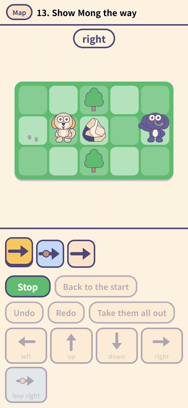 Press go, and it happens one square at a time